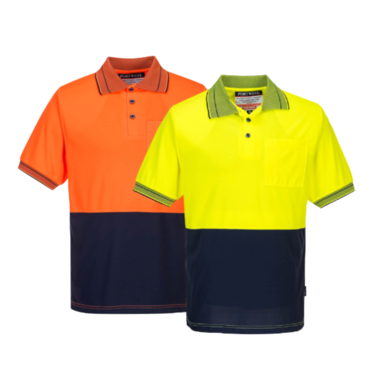Portwest Mens Prime Mover Hi-Vis Work Shirt Short Sleeve Micro Mesh Polo MP110- Bannav S Bannav LLC