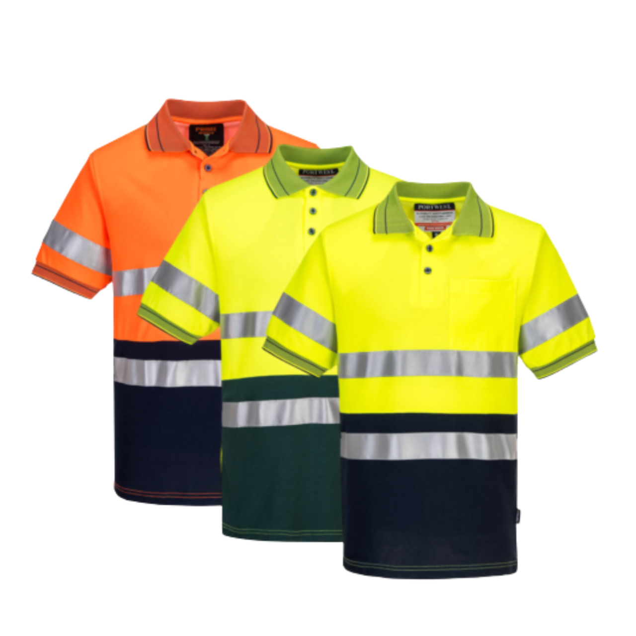 Portwest Mens Prime Mover Short Sleeve Cotton Comfort Polo Taped Hi-Vis MP310- Bannav S Bannav LLC