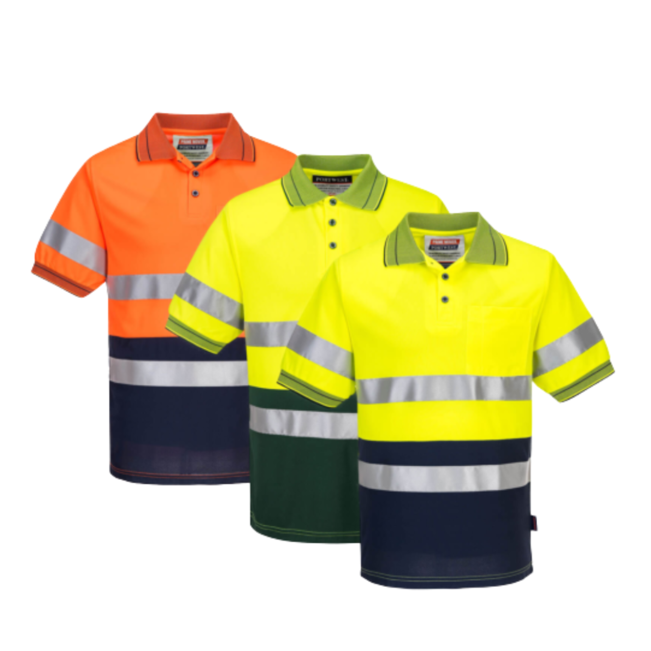 Portwest Mens Prime Mover Short Sleeve Micro Mesh Polo Taped Hi-Vis Work MP510- Bannav S Bannav LLC