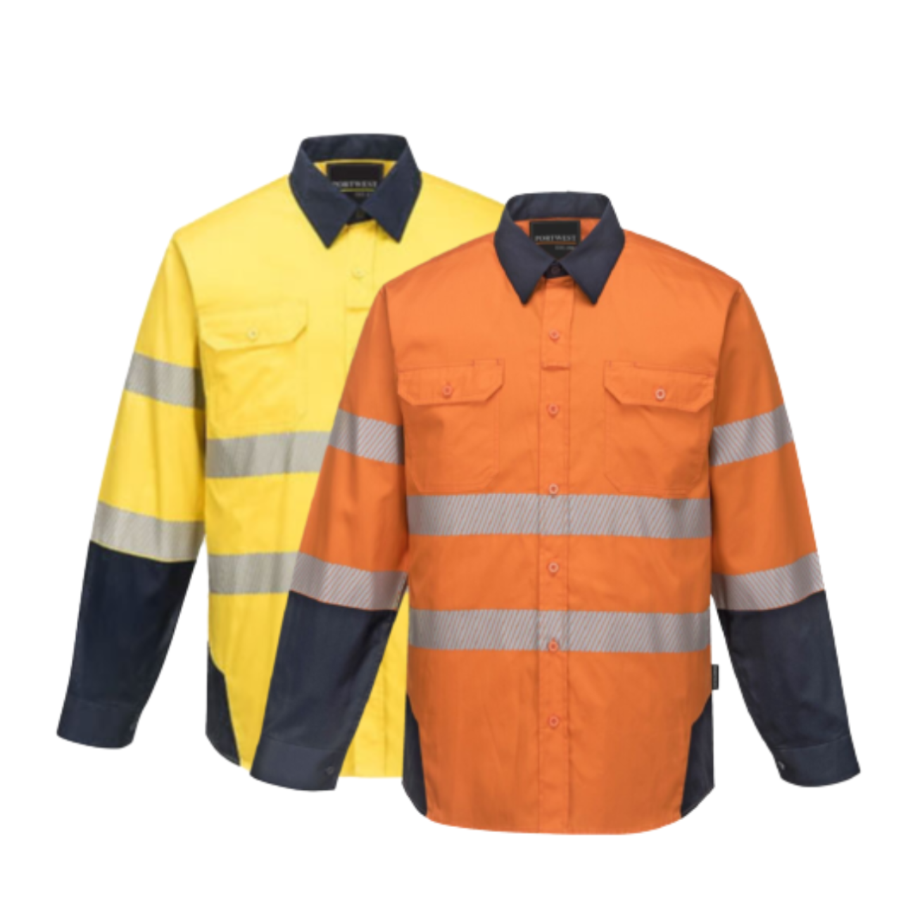Portwest Mens PW3 Shirt Hi-Vis Tex Pro Reflective Lightweight Work Cotton PW372- Bannav S Bannav LLC