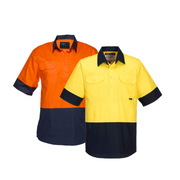 Portwest Hi-Vis Two Tone Lightweight Short Sleeve Closed Front Shirt Wear MC802- Bannav S Bannav LLC