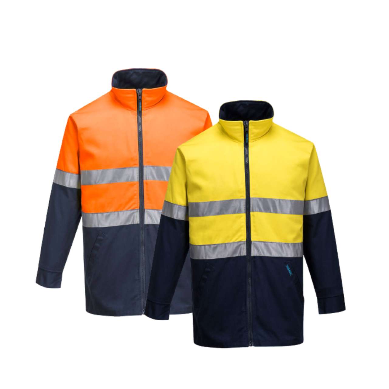 Portwest Hume 100% Cotton Drill Jacket 2 Tone Reflective Work Safety MJ998- Bannav S Bannav LLC
