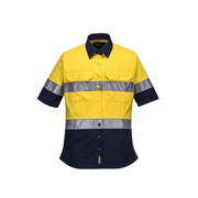 Portwest Ladies 2 Tone Regular Weight Short Sleeve Shirt with Tape Hi Vis ML109- Bannav S Bannav LLC