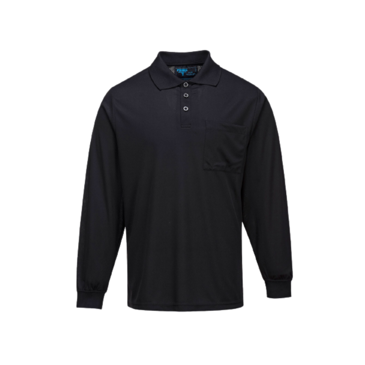 Portwest Long Sleeve Solid Colour Micro Mesh Polo Black Casual Shirt MP103- Bannav S Bannav LLC