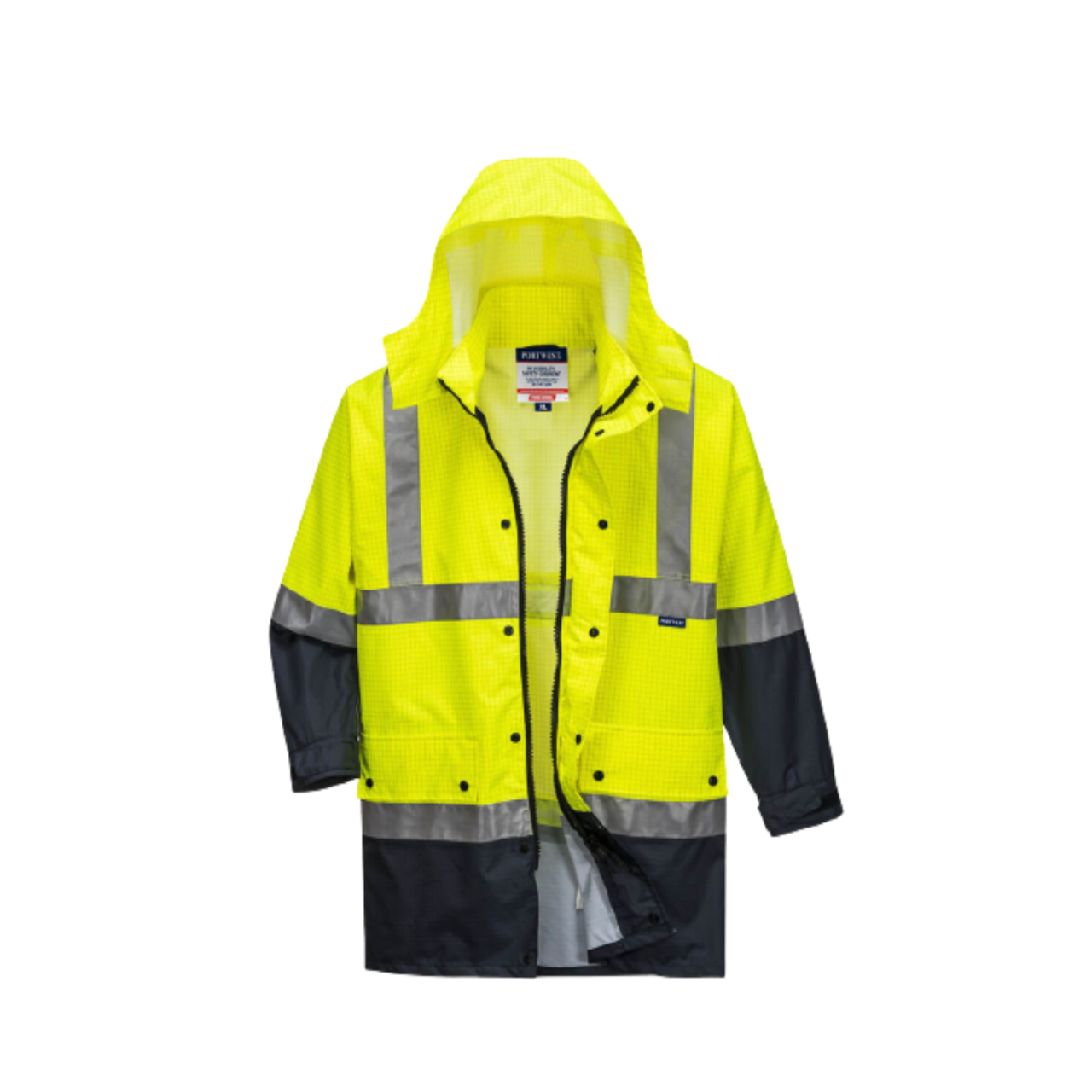 Portwest Mackay Anti-Static Jacket Waterproof Hood Reflective Work Safety MJ370- Bannav S Bannav LLC