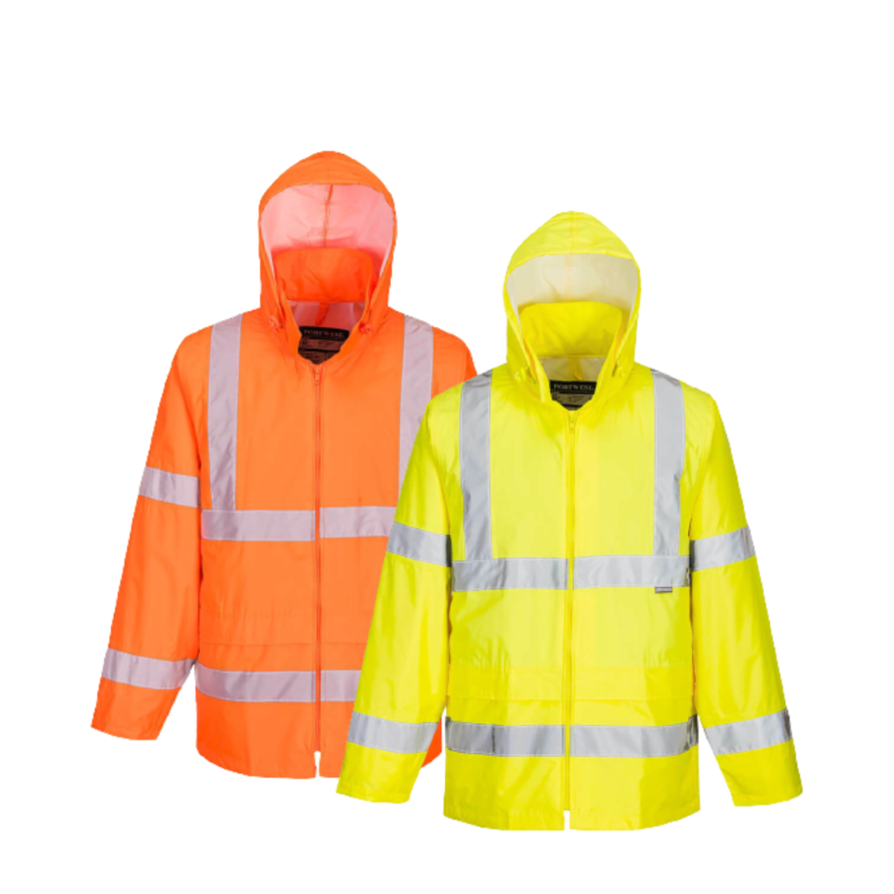 Portwest Mens Hi-Vis Rain Jacket Reflective Taped Hood Work Safety Comfy H440- Bannav S Bannav LLC