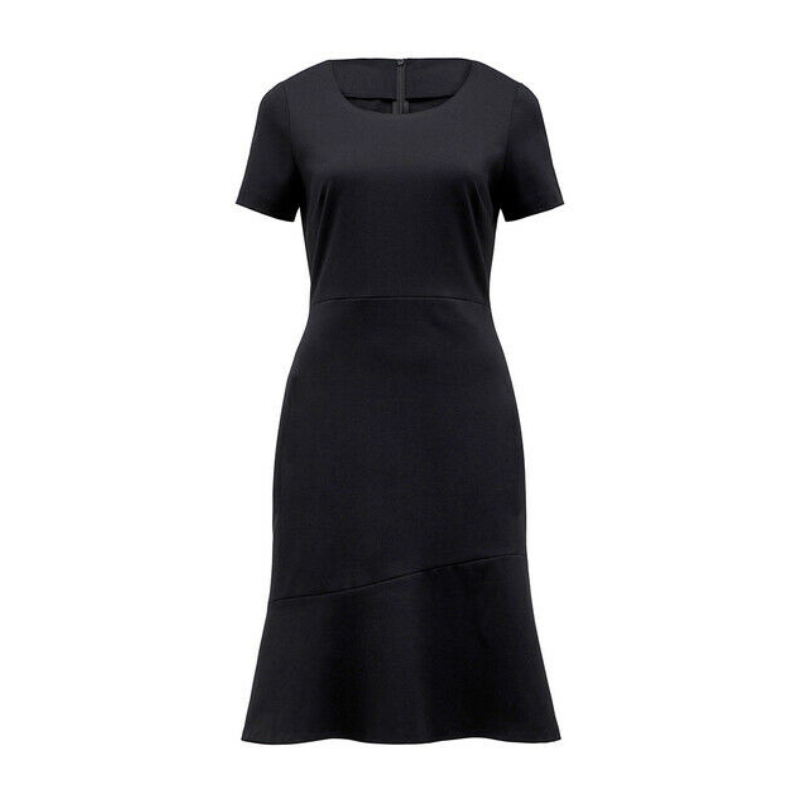 NNT Womens Short Sleeve Dress Ponte Knit Waist Seam Formal Knee Length CAT67K- Bannav S Bannav LLC