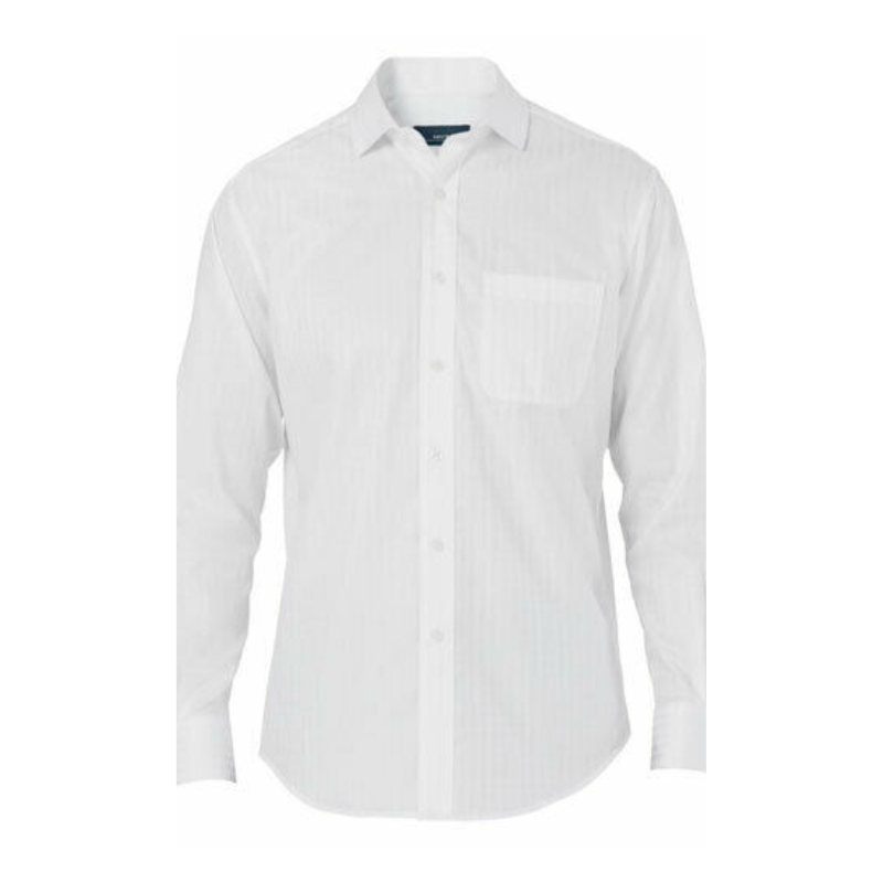 NNT Mens Dobby Long Sleeve Business Cotton Check Shirt Classic Formal CATDWY- Bannav S Bannav LLC