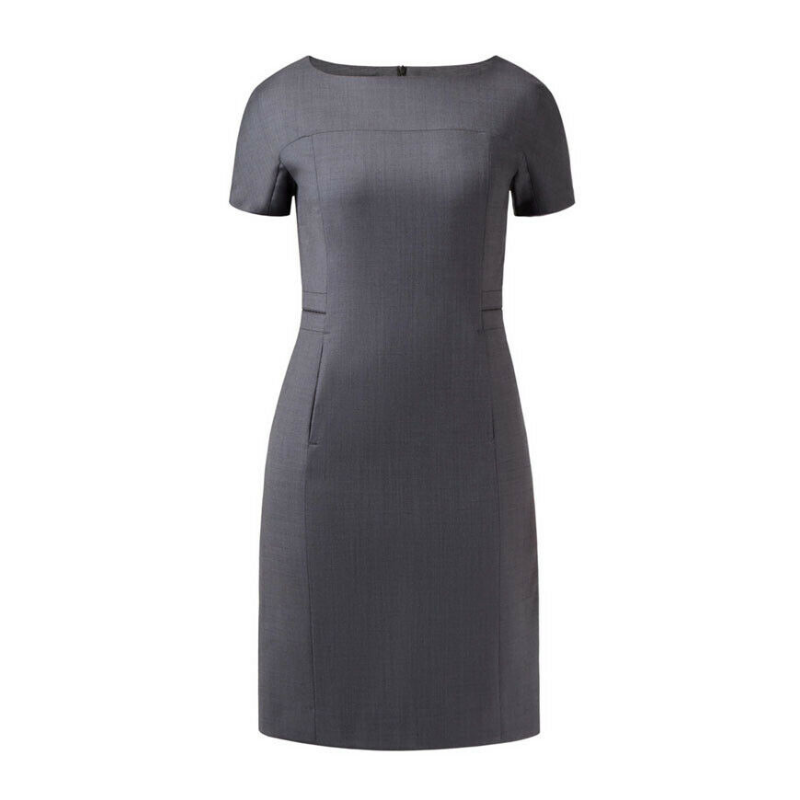 NNT Womens Sharkskin Short Sleeve Dress Classic Fit Stretch Knee Length CAT6BE- Bannav S Bannav LLC