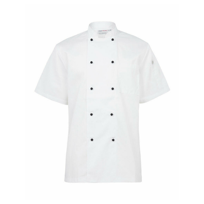 NNT Unisex Adult Chef Jacket Short Sleeve Macquarie Poly Cotton Work CATP5J- Bannav S Bannav LLC