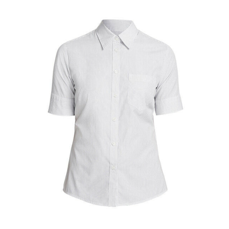 NNT Womens Cotton Shirts Fine Stripe Formal Short Sleeve Action Back CATU5N- Bannav S Bannav LLC