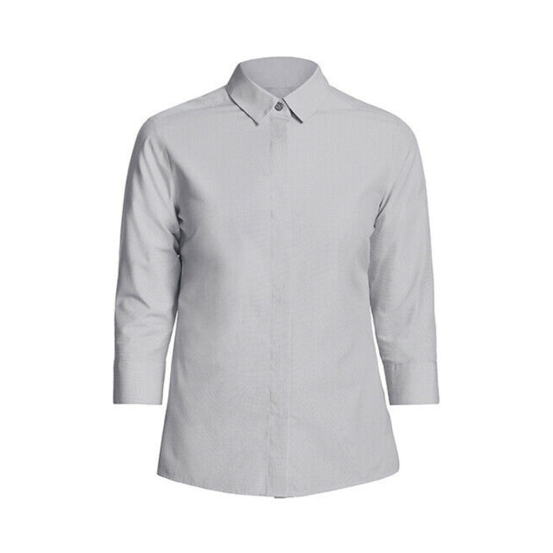 NNT Womens Silver End on End 3/4 Sleeve Formal Shirt Relaxed Business CATU5H- Bannav S Bannav LLC