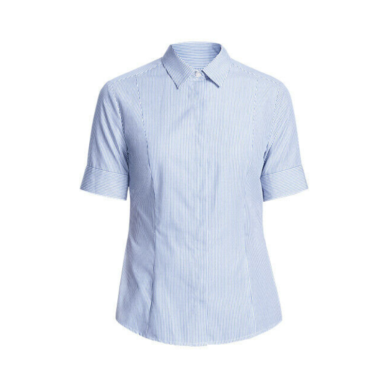 NNT Women Balance Stripe Short Sleeve Formal Shirts Styled Comfy Business CATU79- Bannav S Bannav LLC