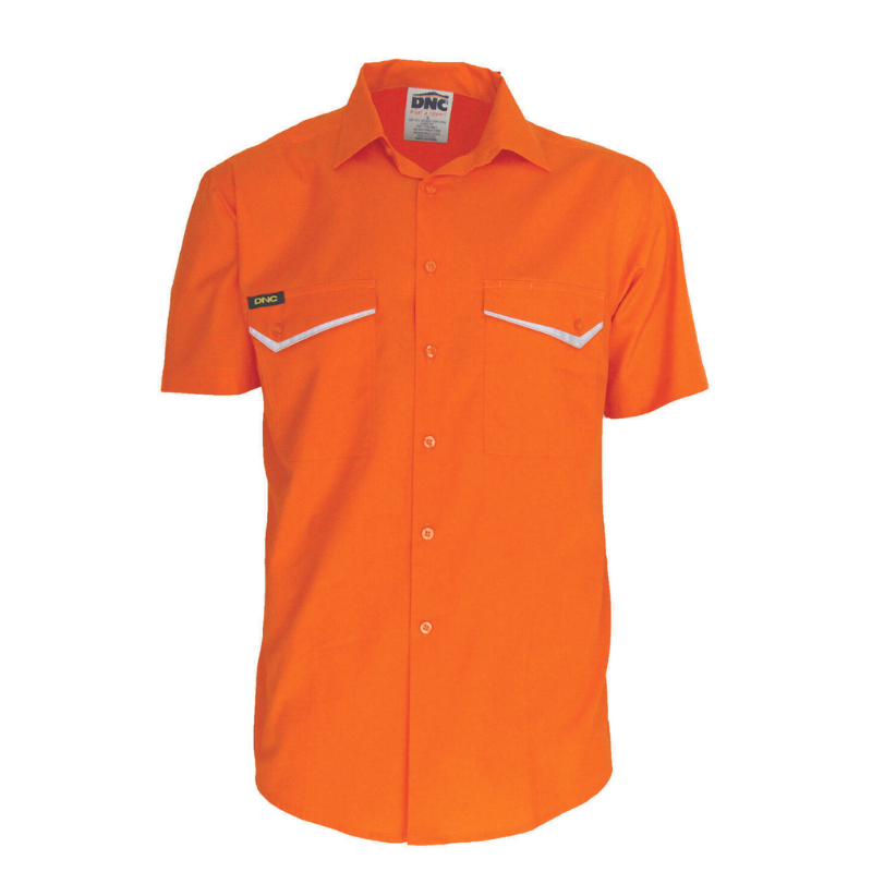 DNC Mens HiVis RipStop Cotton Cool Shirt S/S Lightweight Breathable Comfort 3583- Bannav S Bannav LLC