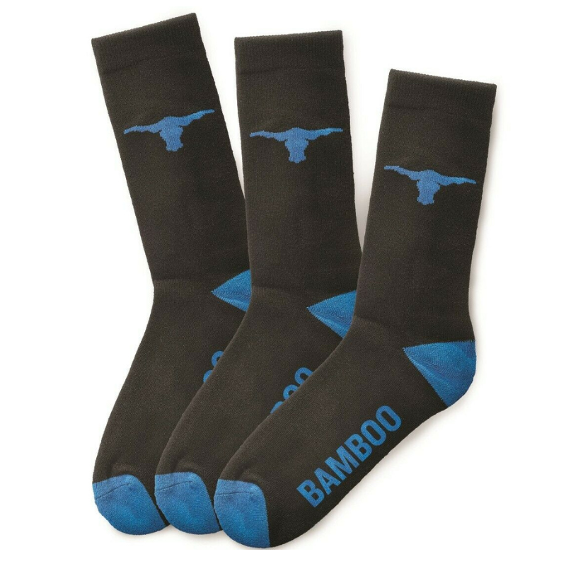 Elwood Mens 3 Pack Workwear Bamboo Crew Sock Cotton Comfy Toe Protect EWD904- Bannav S Bannav LLC