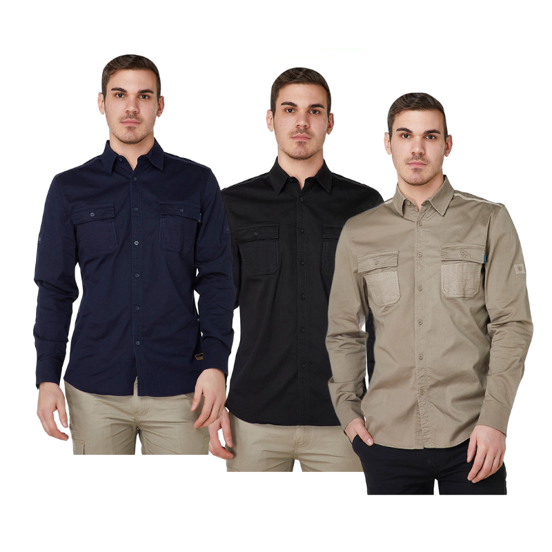 Elwood Mens Utility Shirt Work Casual Shirts Sun Protection Cotton Comfy EWD301- Bannav S Bannav LLC