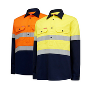 Hard Yakka Mens Core Hi-Vis Job Site Safety Tough Cotton Work Shirt Taped Y04615- Bannav S Bannav LLC