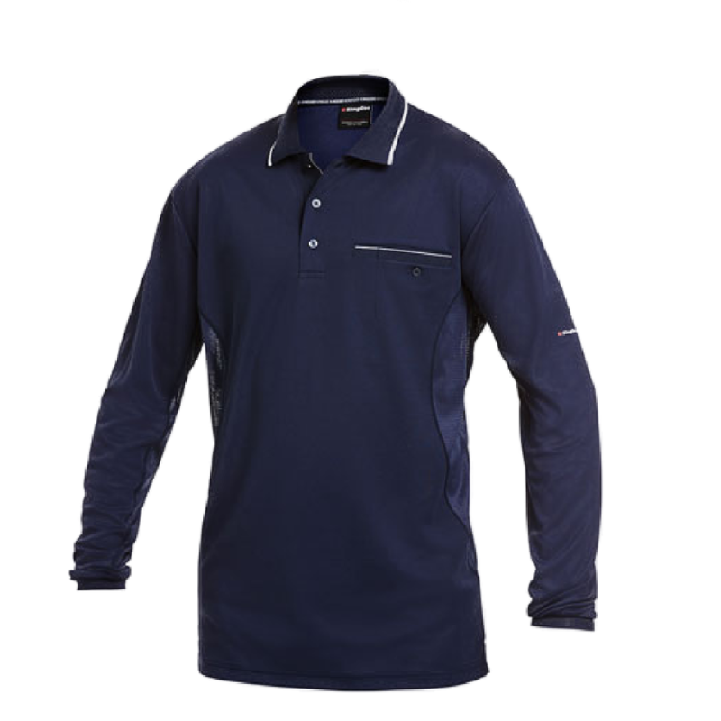 KingGee Mens Workcool Hyperfreeze Polo Long Sleeve Work Shirt Workwear K69790- Bannav S Bannav LLC