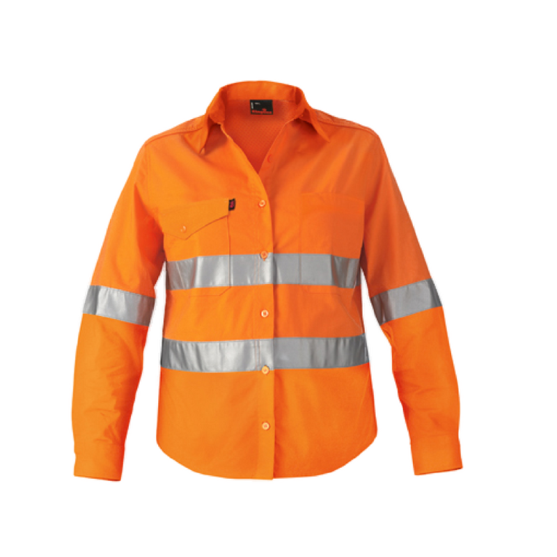 KingGee WorkCool 2 Womens Hi Vis Taped Shirt Long Sleeve Work Lightweight K44545- Bannav S Bannav LLC