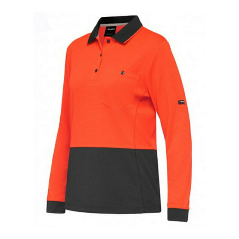 KingGee WorkCool Womens Spliced Polo L/S Comfort Work Safety Hyperfreeze K44730- Bannav S Bannav LLC