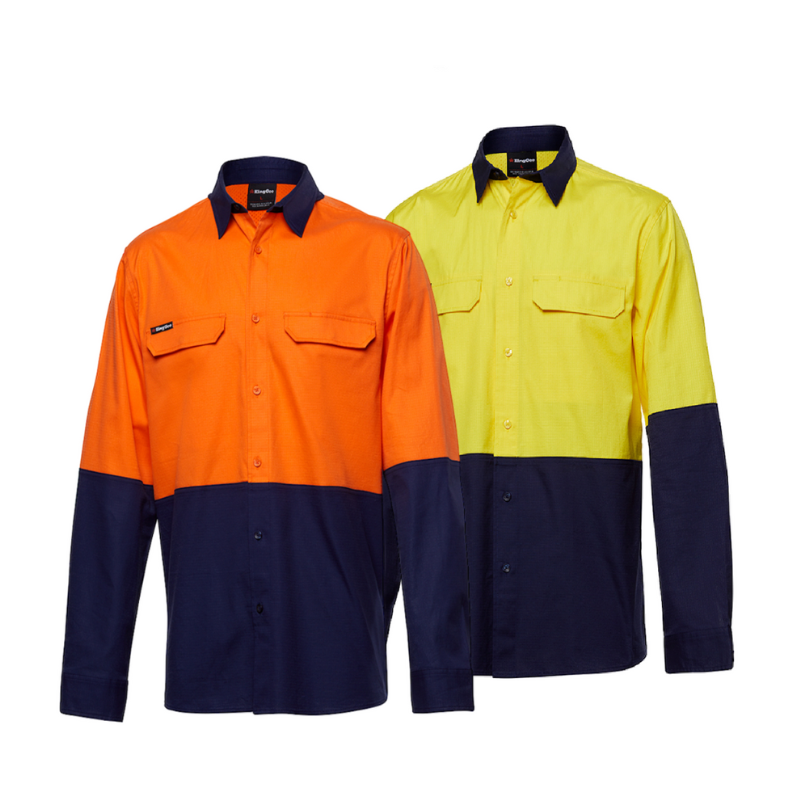KingGee Mens Workcool Pro Spliced Shirt Long Sleeve Ripstop Work Safety K54027- Bannav S Bannav LLC