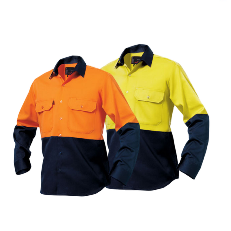 KingGee Mens Spliced Drill Shirt Lock Stitch Reinforced Work Safety Comfy K54015- Bannav S Bannav LLC