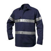 Mens KingGee Hi-Vis Long Sleeve Reflective Tape Work Shirt Job Site Drill K54250- Bannav S Bannav LLC