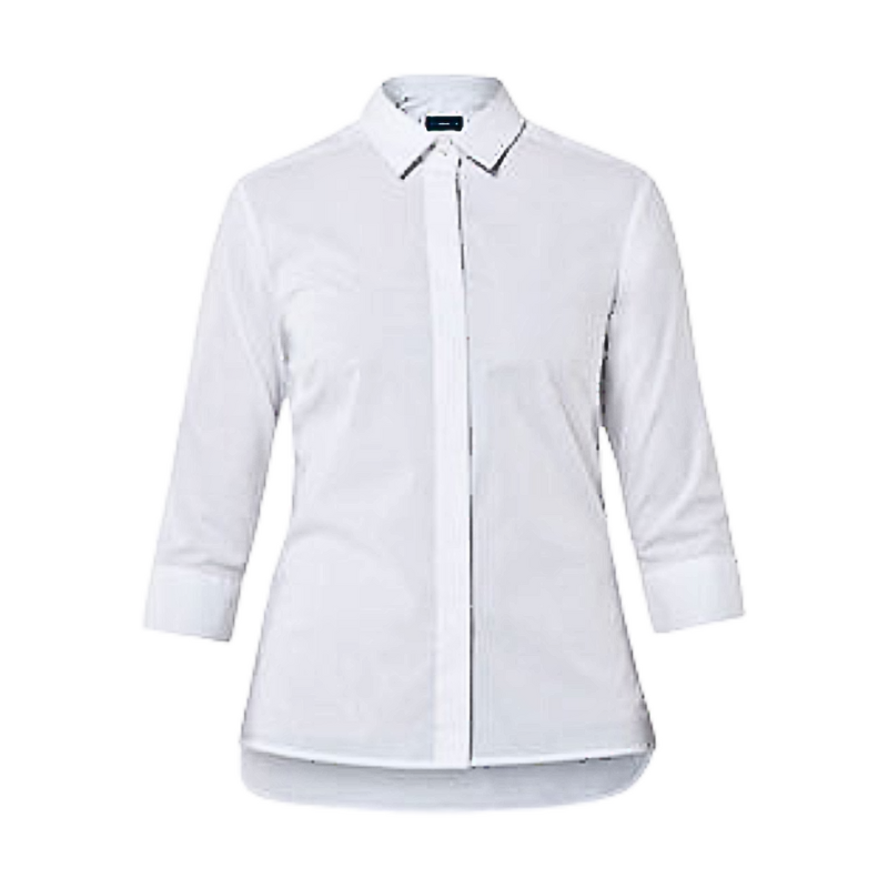 NNT Womens Stretch Cotton Blend 3/4 SLV Tunic Shirt White Classic Fit CATU2P- Bannav S Bannav LLC