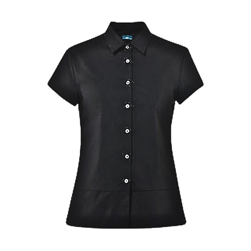 NNT Womens Stretch Cotton Blend Cap Sleeve Shirt Classic Fit Black Shirt CATU2V- Bannav S Bannav LLC