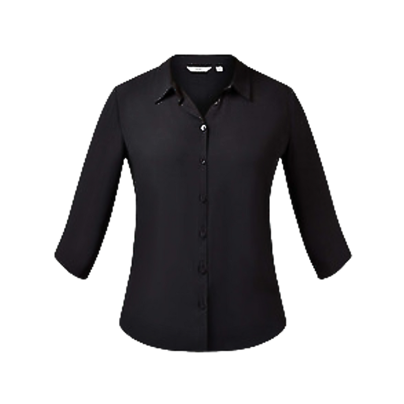 NNT Womens Soft Georgette 3/4S PLT Detail Blouse Classic Button Collar CAT9RL- Bannav S Bannav LLC