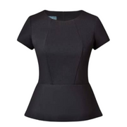 NNT Womens Ponte Knit Cap SLV Peplum Top Front Panelling Short Sleeve CAT9S1- Bannav S Bannav LLC