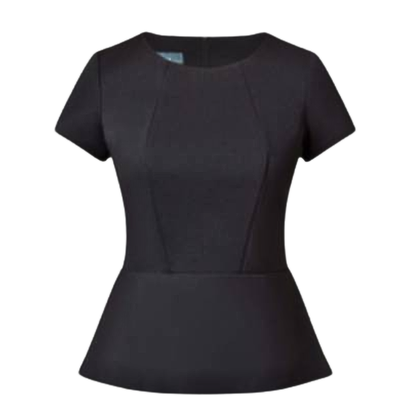 NNT Womens Ponte Knit Cap SLV Peplum Top Front Panelling Short Sleeve CAT9S1- Bannav S Bannav LLC