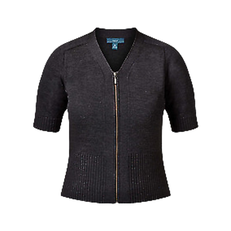 NNT Womens Pure Wool S/S Rib Trim Cardigan Short Sleeve Knit CAT5B4- Bannav S Bannav LLC