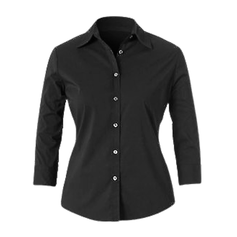 NNT Mens Stretch Cotton Blend 3/4 Sleeve Black Collared Business Shirt CAT4K5- Bannav S Bannav LLC