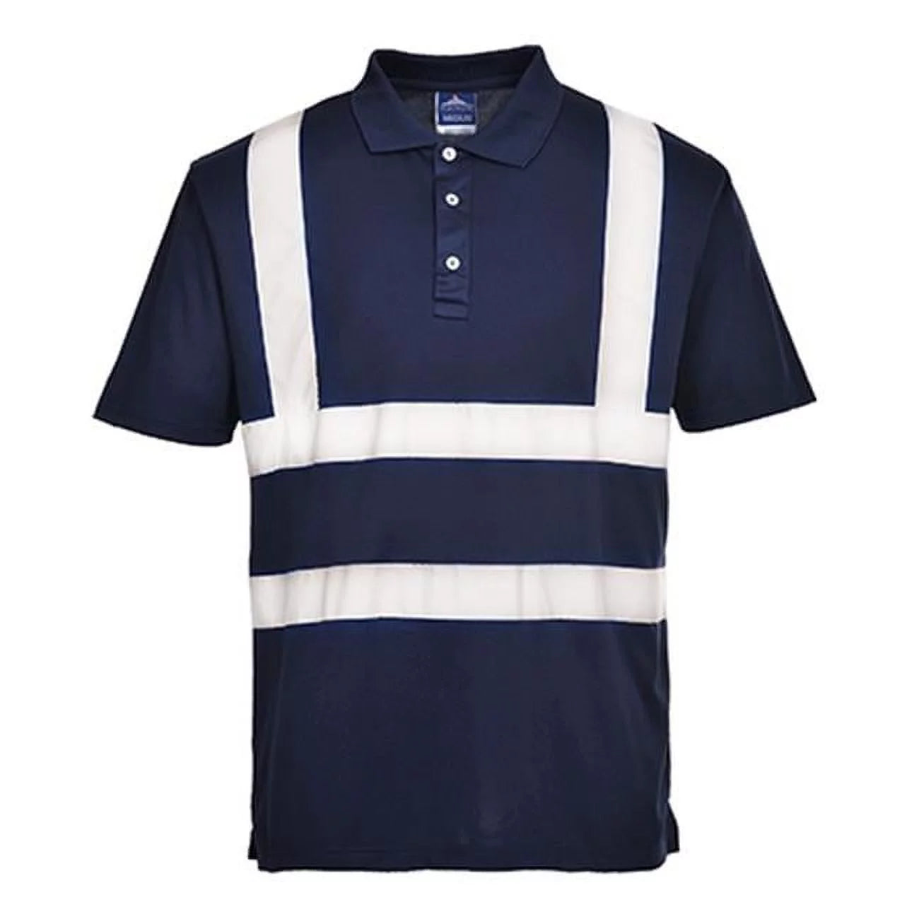 F477 Mens Reflective Iona Work Polo Shirt Navy, 5X-Large- Bannav S Bannav LLC