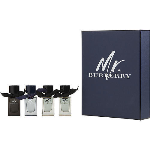 BURBERRY VARIETY by Burberry 4 PIECE MENS VARIETY WITH MR BURBERRY INDIGO EDT & MR BURBERRY EAU DE PARFUM & 2 X MR BURBERRY EDT & ALL ARE 0.16 OZ MINIS