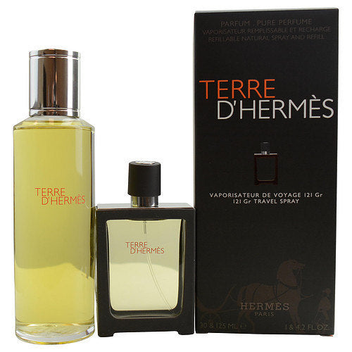 TERRE D'HERMES by Hermes PARFUM SPRAY REFILLABLE 1 OZ & PARFUM REFILL 4.2 OZ