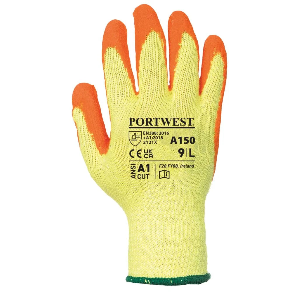 A150 Latex Grip Work Gloves - Palm Dipped Orange, Medium- Bannav S Bannav LLC