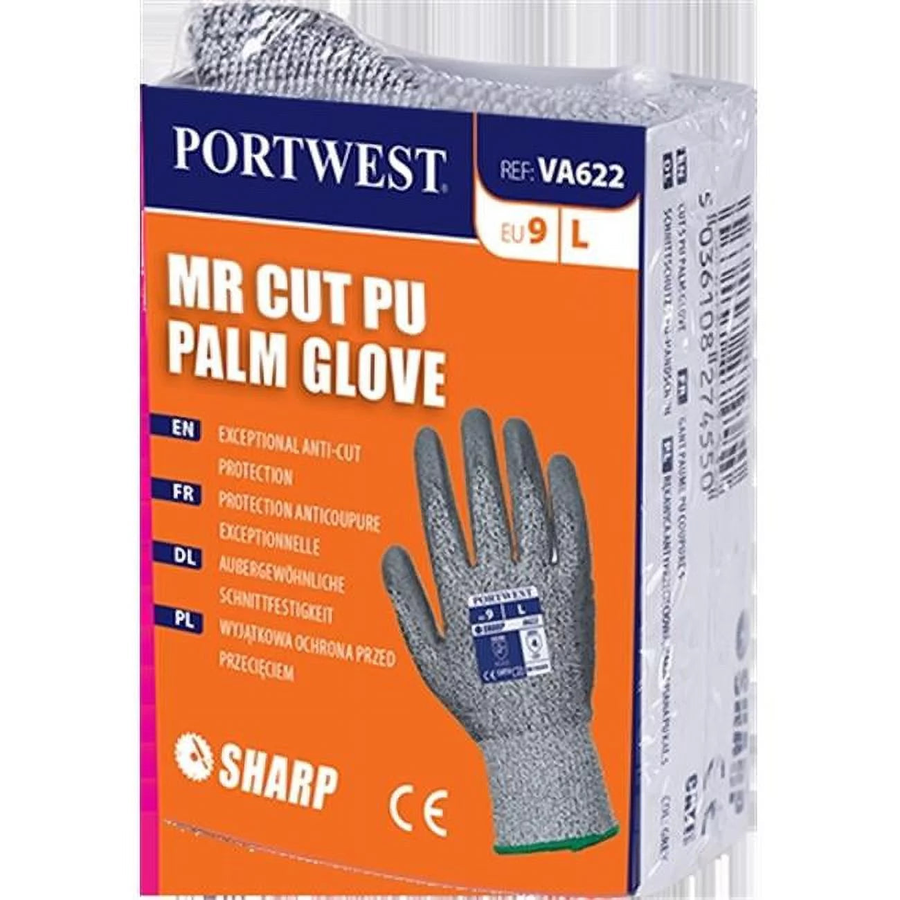 VA622G7RS MR Cut PU Palm Glove, Grey & Grey - Small, Regular- Bannav S Bannav LLC 