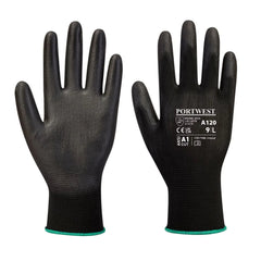 A120 Work Gloves PU Palm Dipped Abrasion and Tear Resistant Black, X-Small- Bannav S Bannav LLC 