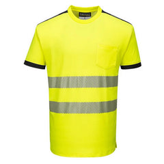 T181 PW3 Hi-Vis Short Sleeve Safety T-Shirt Yellow/Black, Medium- Bannav S Bannav LLC 