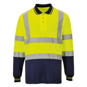 Mens Hi-Vis Two-Tone Long Sleeve Polo Shirt- Bannav S Bannav LLC 