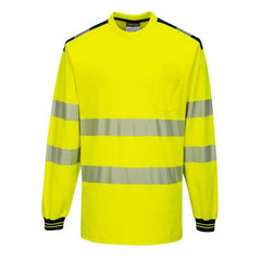 T185 PW3 Hi-Vis Long Sleeve Safety T-Shirt Yellow/Black, X-Large- Bannav S Bannav LLC 