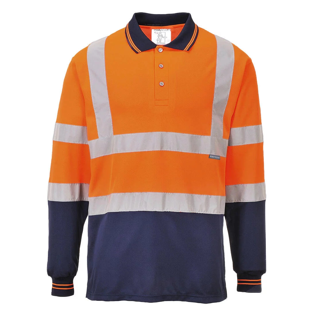 S279 Two-Tone Long Sleeve Polo Shirt Yellow/Navy, Medium- Bannav S Bannav LLC 