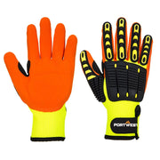 A721 Lightweight anti Impact Nitrile Grip Safety Work Gloves Yellow/Orange, Small- Bannav S Bannav LLC 