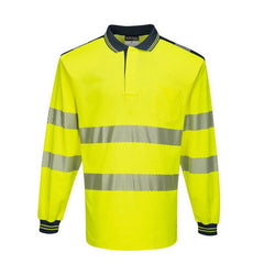 T184 Pw3 Hi-Vis Polo Shirt L/S-Yellow/Black-3Xl- Bannav S Bannav LLC 