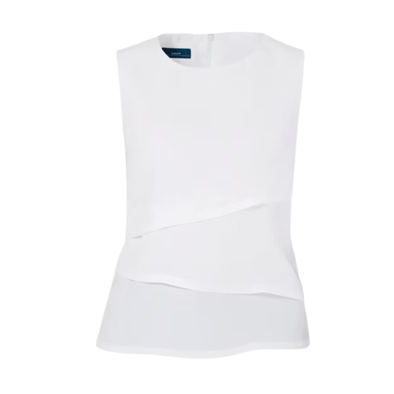 NNT Womens Sleeveless V Neck Layered Blouse Satin Back Crepe CAT9XC- Bannav S Bannav LLC 