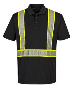 F140 Mens Reflective Iona Workwear plus Work Polo Shirt Black, 4X- Large- Bannav S Bannav LLC 