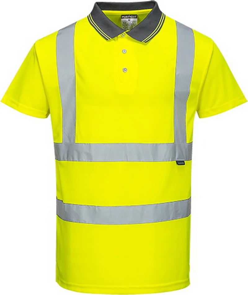 S477 Hi-Vis Short Sleeve Polo Shirt Yellow, Large- Bannav S Bannav LLC 
