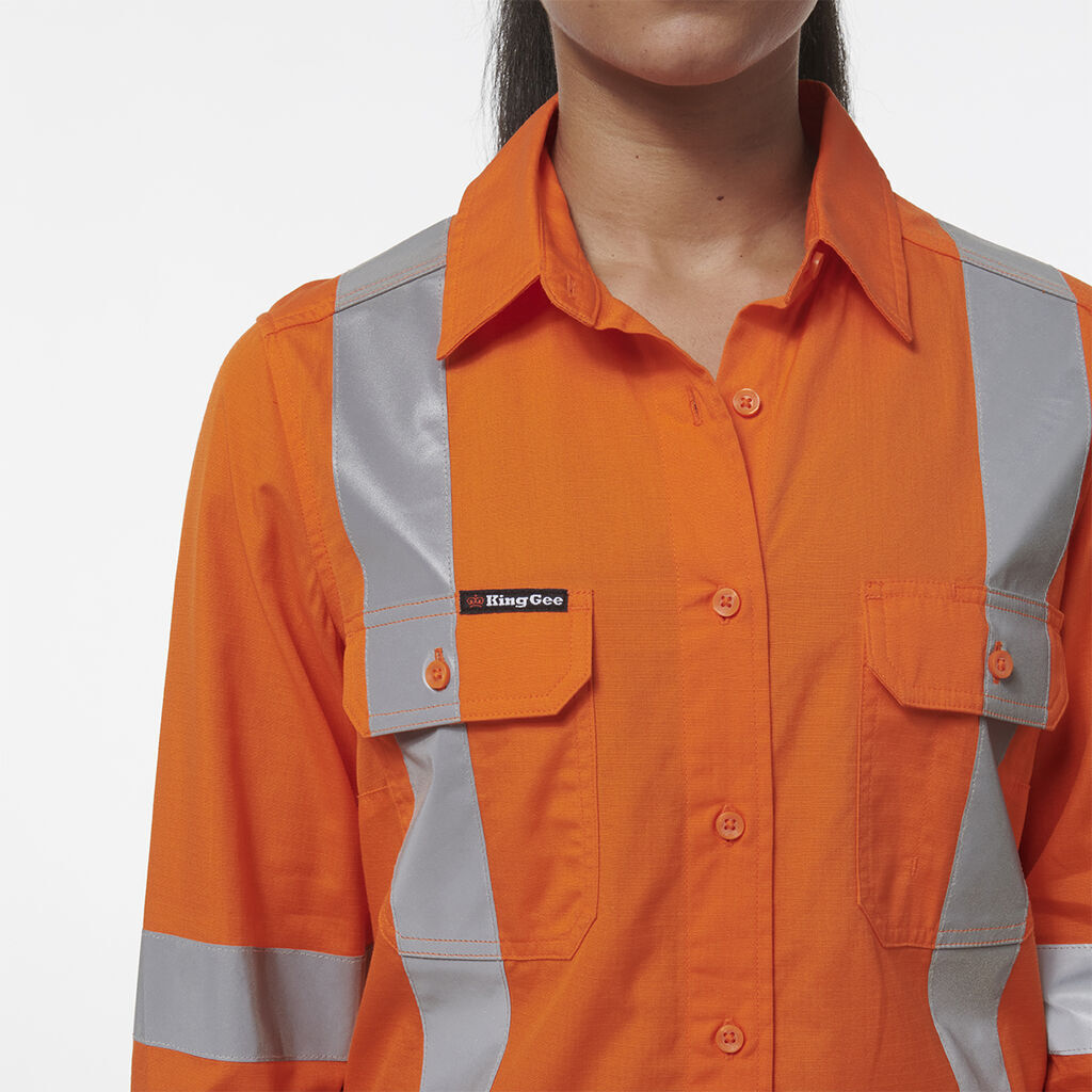 KingGee Womens Safety Workcool Vented X Back Reflective Breathable Shirt K44233- Bannav S Bannav LLC 